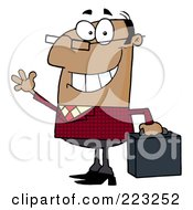 Poster, Art Print Of Friendly African Businessman Waving And Carrying A Briefcase