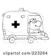 Poster, Art Print Of Coloring Page Outline Of A Male Ambulance Driver