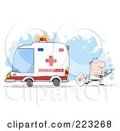 Poster, Art Print Of Caucasian Doctor Walking Away From An Ambulance Carrying A Syringe