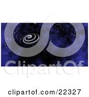 Poster, Art Print Of Fictional White Spiral Galaxy Spinning In The Dark Blue Night Of Starry Space