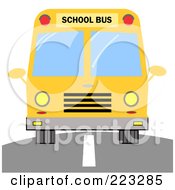 Poster, Art Print Of Frontal View Of A Driving Yellow School Bus