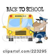 Back To School Greeting Over A Black School Bus Driver Waving By A Bus