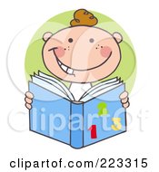 Poster, Art Print Of Happy White School Boy Reading A Math Book