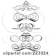 Digital Collage Of Ornamental Black And White Scroll Designs On A White Background