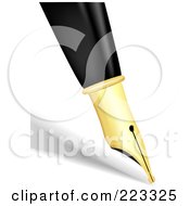 3d Golden Calligraphy Pen Tip And Shadow