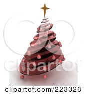 Poster, Art Print Of 3d Red Glass Spiral Christmas Tree With A Star And Red Ornaments