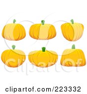 Poster, Art Print Of Digital Collage Of Six Tall Short And Round Halloween Pumpkins