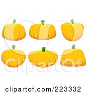 Royalty Free RF Clipart Illustration Of A Digital Collage Of Six Tall Short And Round Halloween Pumpkins