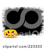 Poster, Art Print Of Halloween Background Ofa Spooky Jackolantern Over A Grungy Black And White Background