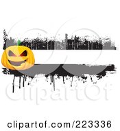 Poster, Art Print Of Grungy Halloween Pumpkin Border With Black Ink - 2