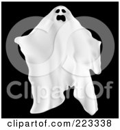 Royalty Free RF Clipart Illustration Of A Spooky White Ghost On Black by KJ Pargeter