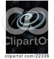 Poster, Art Print Of Fictional Blue Spiral Galaxy Spinning With Stars Of Outer Space