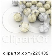 Royalty Free RF Clipart Illustration Of 3d Gold And Silver Christmas Bauble Ornaments