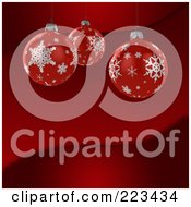 Poster, Art Print Of 3d Red Snowflake Christmas Bauble Ornaments Over A Red Wave Background