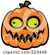 Poster, Art Print Of Spooky Green Eyed Jackolantern