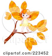 Poster, Art Print Of Cute Baby Fairy On An Autumn Branch