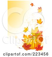 Poster, Art Print Of Harvest Pumpkin With Fall Leaves