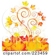 Poster, Art Print Of Background Of Autumn Spirals And Leaves