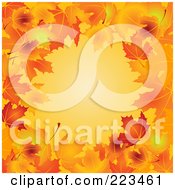 Poster, Art Print Of Border Of Autumn Leaves Around Orange