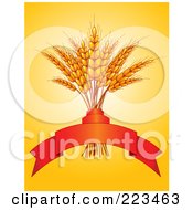Poster, Art Print Of Bundle Of Wheat With A Red Banner On Orange