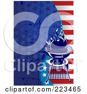 Poster, Art Print Of Labor Day Or Independence Day Background Of Grungy Stars And Stripes With A Bbq