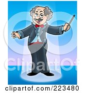 Royalty Free RF Clipart Illustration Of A Music Maestro In The Spotlight On Stage