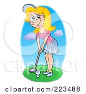 Poster, Art Print Of Beautiful Blond Woman Golfing
