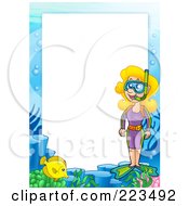 Royalty Free RF Clipart Illustration Of A Snorkel Border Frame Around White Space 1