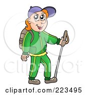 Poster, Art Print Of Male Hiker Using A Stick
