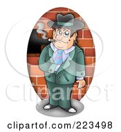 Poster, Art Print Of Mobster Reaching Into His Jacket Against A Brick Wall