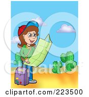 Poster, Art Print Of Girl Reading A Map In The Desert