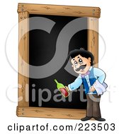 Royalty Free RF Clipart Illustration Of A Waiter Serving Wine Over A Black Board by visekart