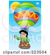 Poster, Art Print Of Boy Waving In A Hot Air Balloon