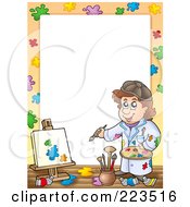 Royalty Free RF Clipart Illustration Of A Painter Border Frame Around White Space 1 by visekart
