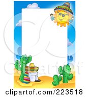 Poster, Art Print Of Sun Shining Down On A Sleeping Mexican Border Frame Around White Space