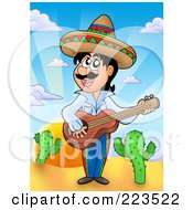 Poster, Art Print Of Hispanic Man Playing A Banjo
