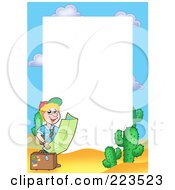 Poster, Art Print Of Traveling Boy Reading A Map Frame Around White Space
