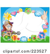 Royalty Free RF Clipart Illustration Of A Hippie Guitarist Border Frame Around White Space