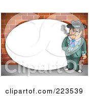 Royalty Free RF Clipart Illustration Of A Mobster And Brick Wall Frame Around Oval White Space by visekart