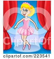 Royalty Free RF Clipart Illustration Of A Blond Ballerina Performing In A Pink Tutu by visekart