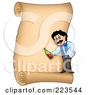 Royalty Free RF Clipart Illustration Of A Vertical Parchment Page With A Waiter by visekart