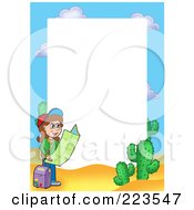 Poster, Art Print Of Girl Reading A Map Border Frame Around White Space