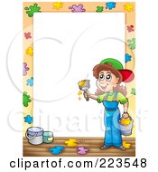 Royalty Free RF Clipart Illustration Of A Painter Border Frame Around White Space 3 by visekart