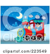 Poster, Art Print Of Man Driving A Train On A Winter Night