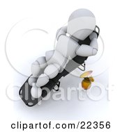 Clipart Illustration Of A Relaxed White Character Lying In A Lounger And Sun Bathing A Cocktail At His Side