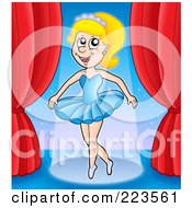 Royalty Free RF Clipart Illustration Of A Blond Ballerina Performing In A Blue Tutu by visekart