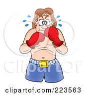 Royalty Free RF Clipart Illustration Of A Sweaty Boxer Holding Up His Gloves by visekart