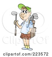 Poster, Art Print Of Male Golfer With A Bag On His Back Holding A Club