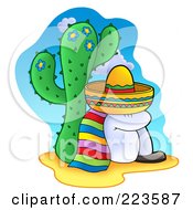 Poster, Art Print Of Mexican Man Taking A Nap Against A Cactus