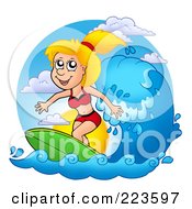 Poster, Art Print Of Blond Summer Woman Surfing